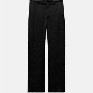 Zara Black SATIN EFFECT CRINKLE PANTS Textured Pants